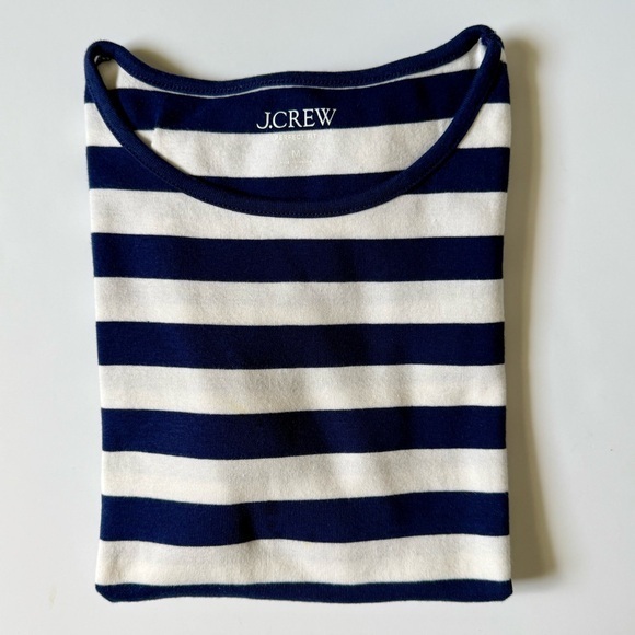 J. Crew Tops - J.Crew Perfect Fit Striped Tee Blue Ivory Medium Fitted